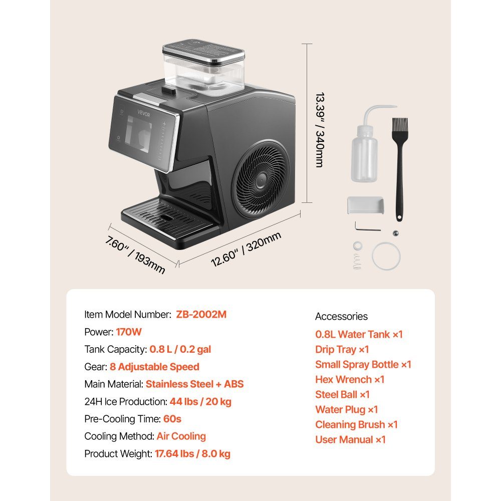 Snowflake Ice Machine, 20kg/day Ice Shaving Machine, Ice Shaver with Stainless Steel Blade, Electric Bingsu Machine with 0.8L Tank, 90 Quick Cooling, for Small Events at Home