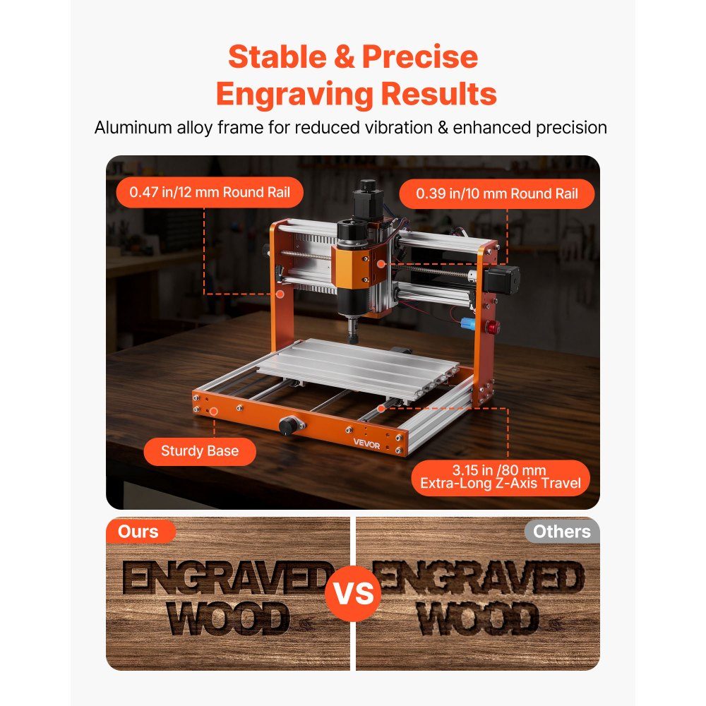 Fraiseuse CNC, broche 500W, machine de gravure 3 axes, zone de travail 300x180x80mm, contrôle hors ligne, fin de course, arrêt d'urgence, pour sculpter et couper du bois, de l'acrylique et du plastique