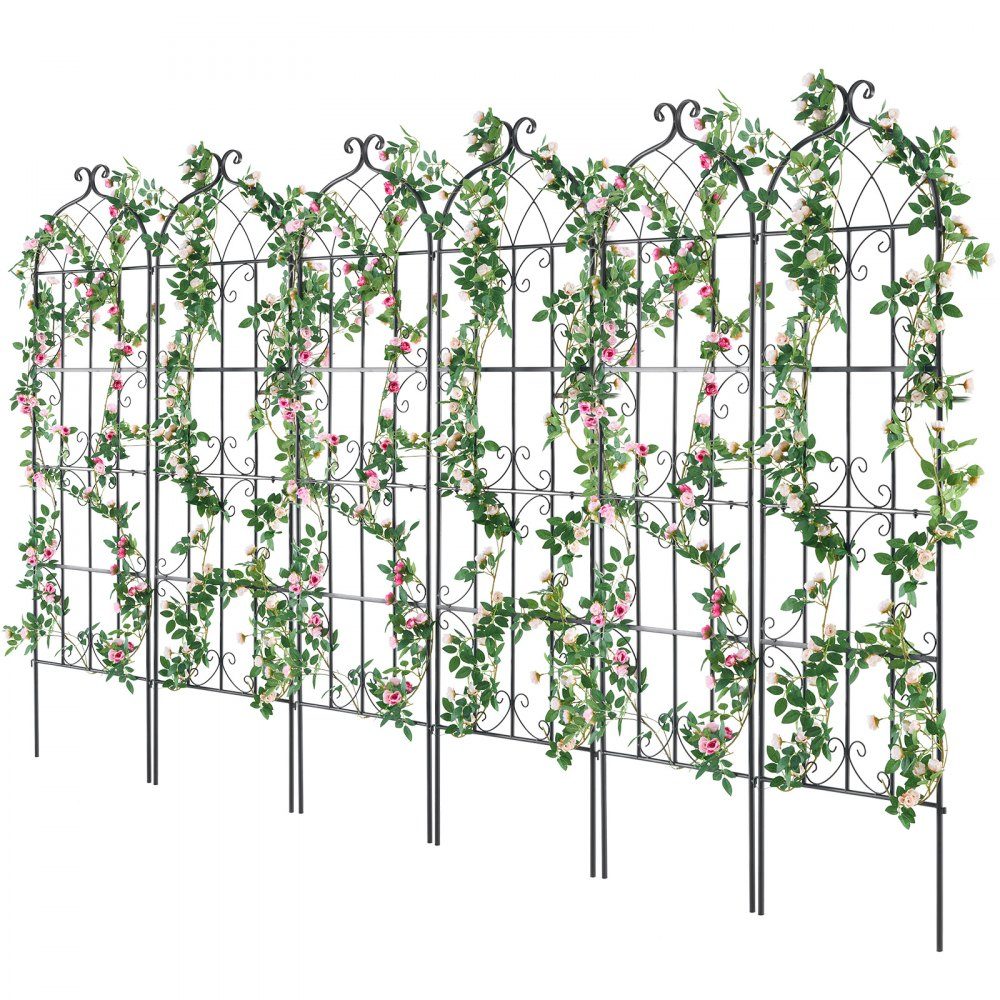 Treillis pour plantes grimpantes, 51x180 cm, lot de 6 treillis en métal antirouille pour fleurs de jardin, aide à l'escalade, treillis pour roses, support de concombre, treillis de clématites décoratif pour cours et pelouses