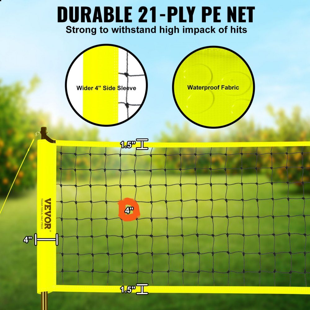 Volleyball Net Height Adjustable Volleyball Net Set, Portable Beach Volleyball Net, Outdoor Volleyball Net, Foldable Volleyball Net with Volleyball and Carry Bag, for Garden, Beach, Lawn, etc