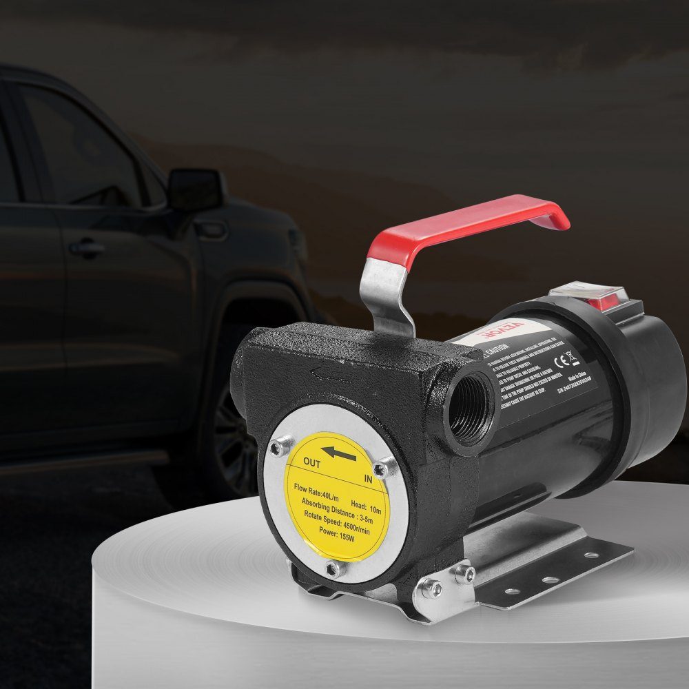 Dieselpomp 12V DC 10 GPM 1/4 HP Automatische pistooluitschakeling Brandstofpomp Hoge stroominlaat- en uitlaatslang voor diesel, kerosine, transformatorbrandstof
