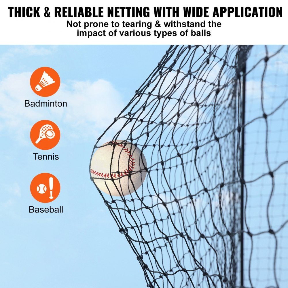 Baseball Batting Cage Net for Home or Backyard, 35 Feet Baseball Cage Net for Batting and Fielding, Baseball Net Batting Cage for Kids or Adults, Black (Net Only)