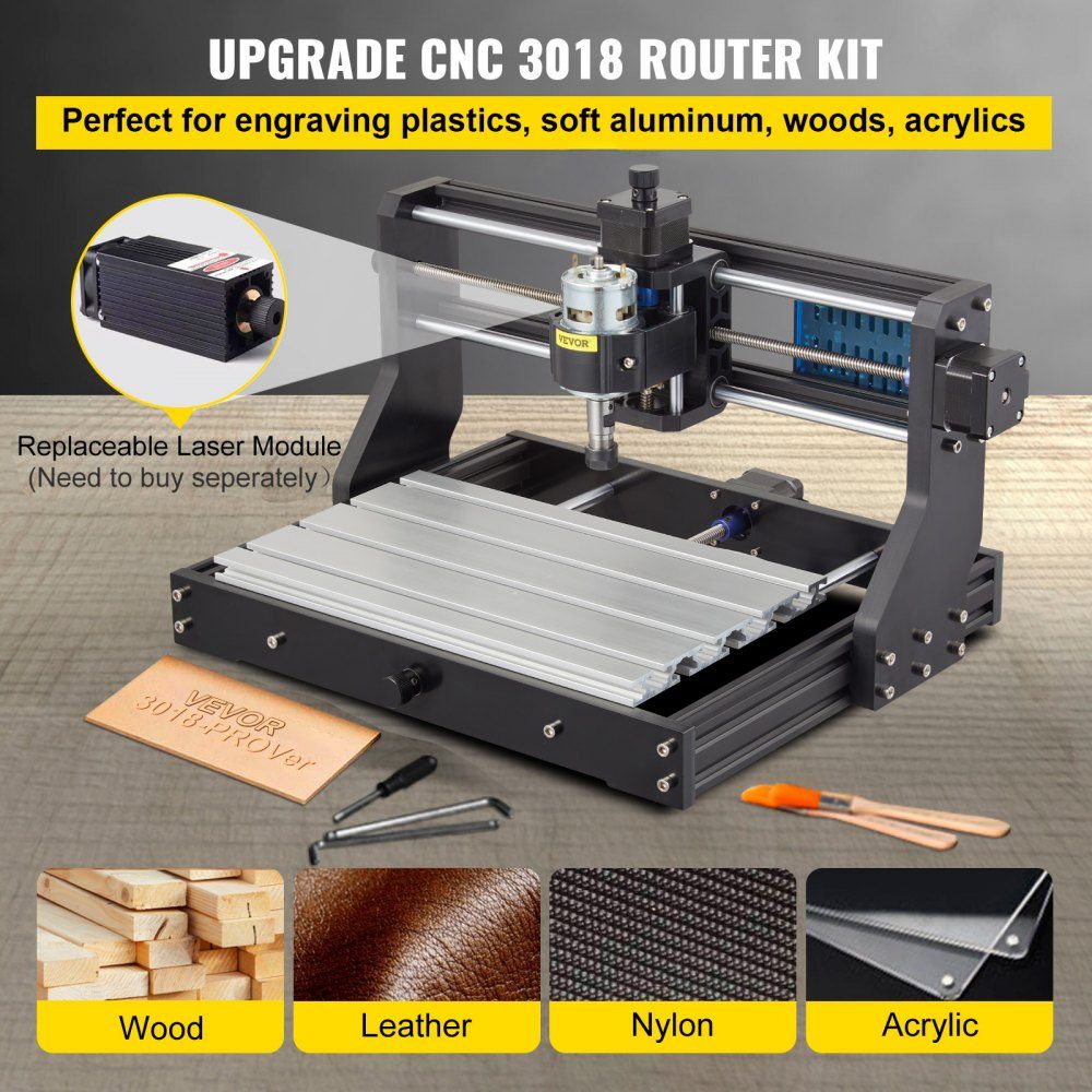 CNC 3018 DIY Engraving Machine Pro 300x180x45mm Engraving Machine 3-Axis Mini Engraver with GRBL Control Board and Offline Controller