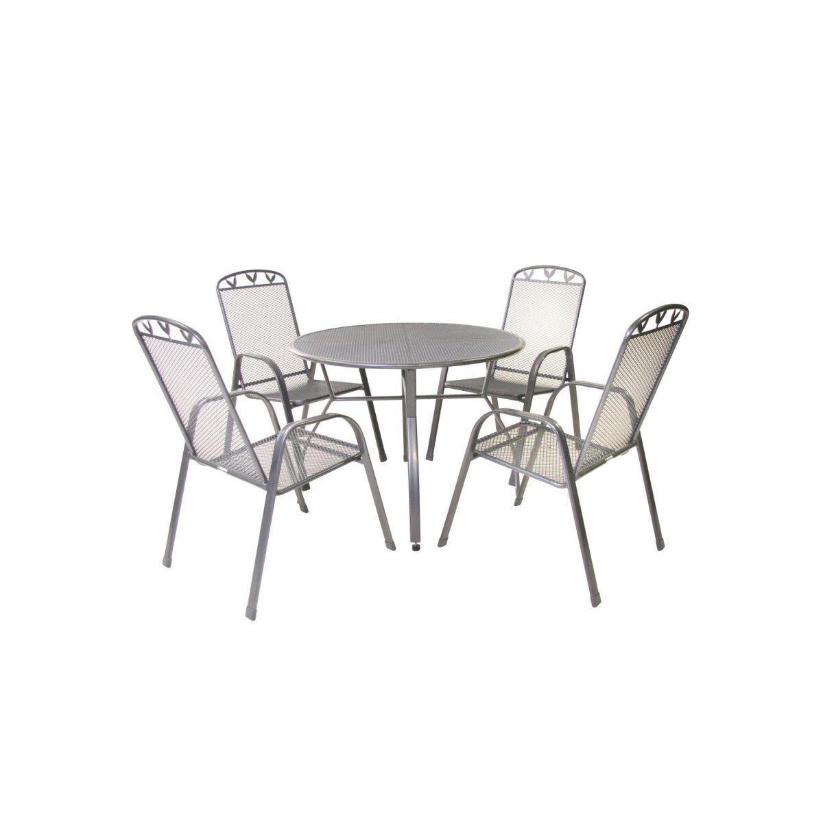 GREEMOTION Gartentischgruppe »Toulouse« (Tisch + 4 Stapelstühle, Ø100 x 74 cm)