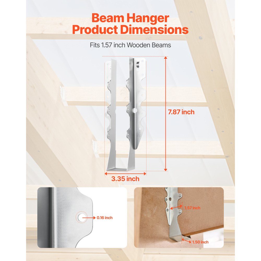 50 pieces. Beam shoe, wooden connector, internal dimensions 40x38x199 mm, beam connector, beam support with rust protection coating, post support connection clamps for floor coverings and ceiling ties
