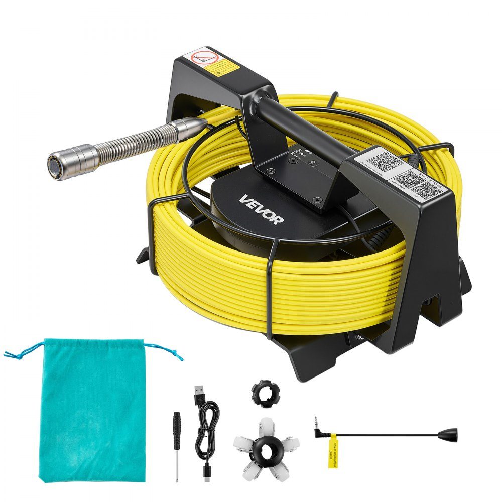 Endoscope Camera with WiFi, 50m Inspection Camera with 12 LEDs and 3 Level Light, IP68-Rohrkamera mit 4500-mAh-Akku and Meter Marker, Sewer Camera 1080p HD 120° Lens for Sewer Inspection