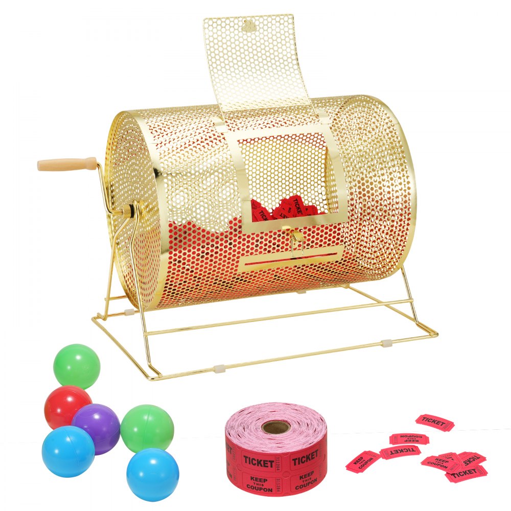 Lottery drum Glückskind 5000 tickets or 300 tombola balls capacity, professional ticket rotating cage made of metal, lottery turntable, ticket box for lottery games Golden Lottery drum Glückskind 5000 tickets or 300 tombola balls capacity, professional ticket rotating cage made of metal, lottery turntable, ticket box for lottery games Golden