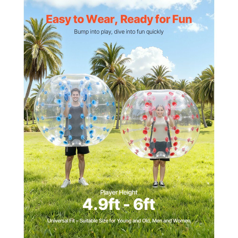 2 x 1,5 m Bumper Ball Bubble Soccer Zorb Aufblasbarer Bumper Ball Blau + Rot