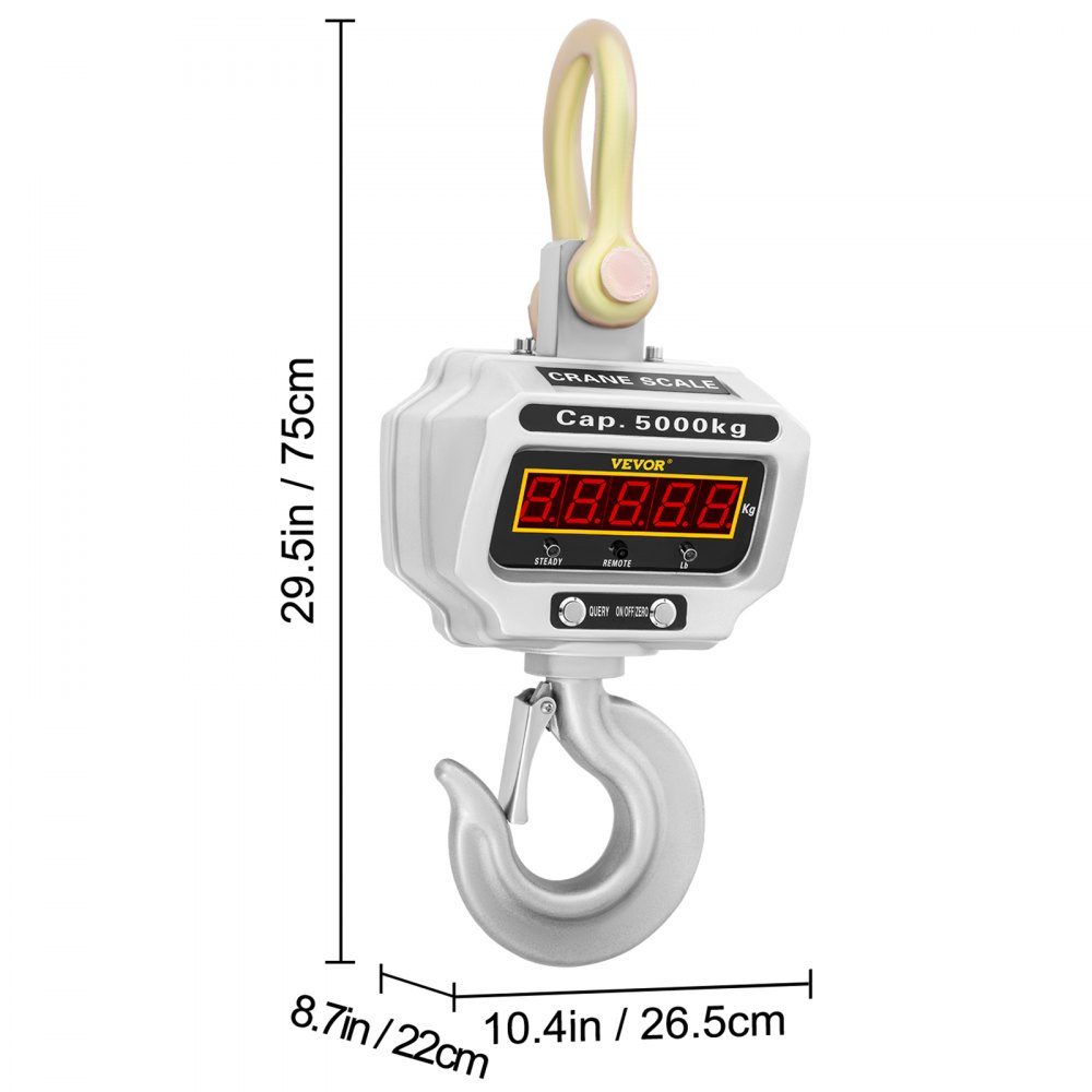 Digital Play Scale 5000kg High Accuracy Digital Hanging Scale Electronic Crane Scale Hanging Scale Digital Hook Mini Portable Hanging Scale with LCD Display for Travel Suitcase Fishing