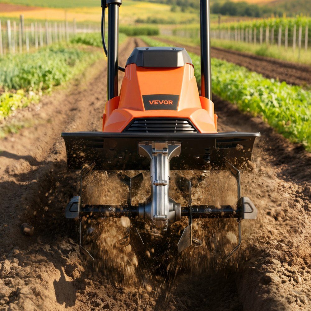 Electric motor hoe 36 cm working width, 22 cm working depth, 1200 W motor hoe, soil shredder, cultivator with steel tines & folding handle, garden tiller for lawn, yard and garden maintenance