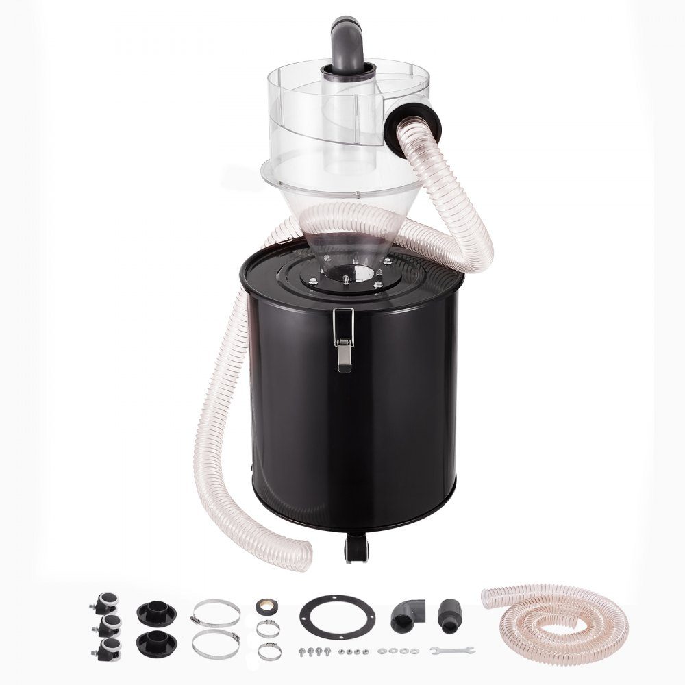 Zyklon-Staubsammler mit Metalltank, 4-Zoll-Zyklon-Staubsammler zum Nachrüsten, ABS-Staubsammler mit 2-Zoll-Loch-Außendurchmesser-Anschluss und Schlauch für Nass-/Trockensauger, passend für 13,21-Gallonen-Tank