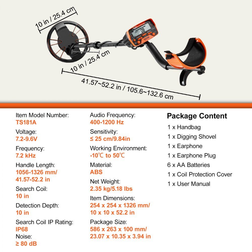 Metal Detector Set for Adults, Multifunctional Professional Detector with 7 Modes, Metal Detector, Waterproof 10" Coil for Greater Depth, with Shovel and Carry Bag