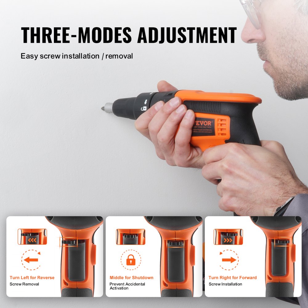 Gipsplaatschroevendraaier, 20V Max gipsplaatschroevendraaier, borstelloze 4200 RPM draadloze gipsplaatschroevendraaier, set van 2 batterijen, oplader, riemclip en gereedschapstas, vooruit- en achteruitversnelling