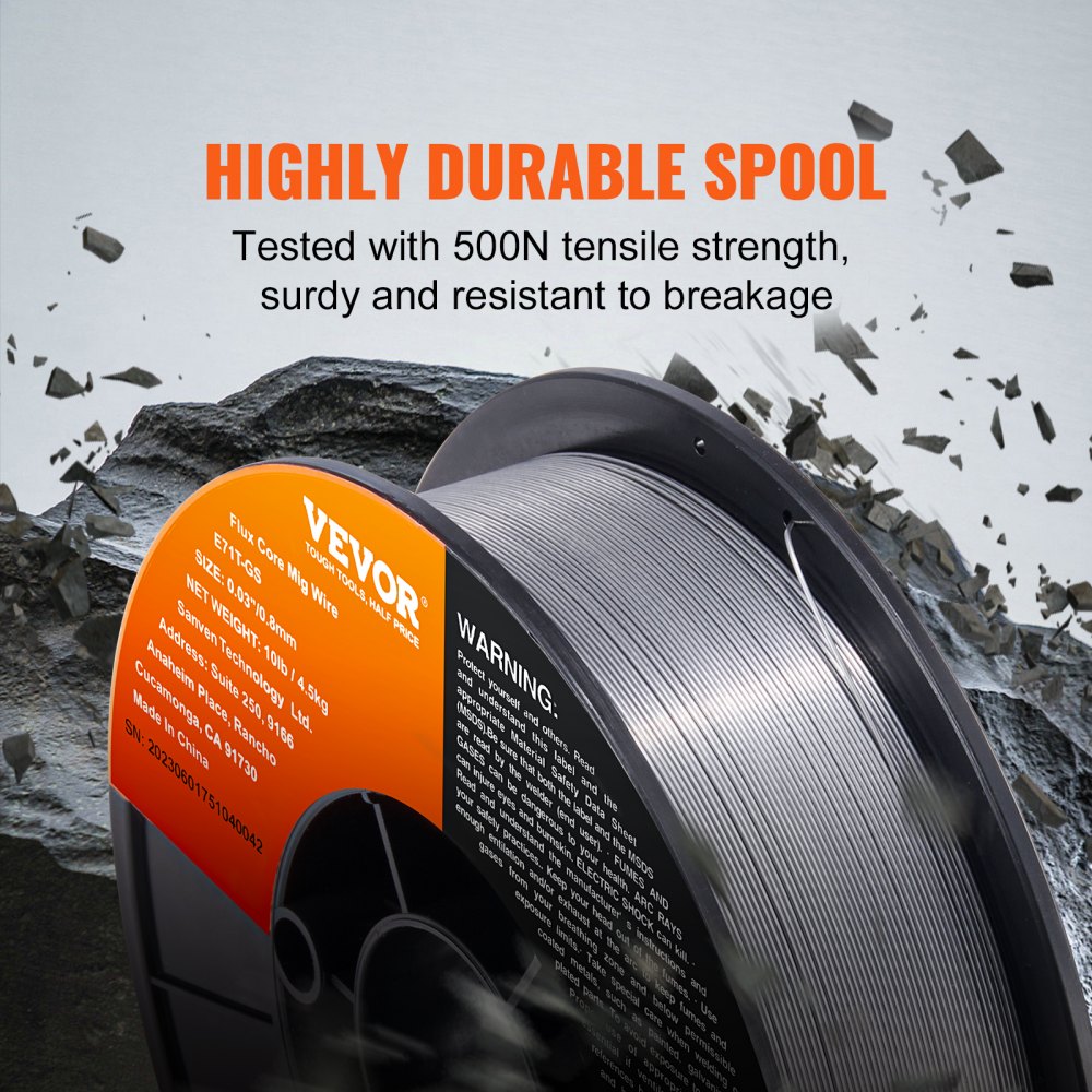 1 roll of cored wire E71T-GS 0.8 mm 4.5 kg MIG/MAG welding wire 200 mm spool diameter welding wire roll 560 Mpa tensile strength cored wire welding without shielding gas 1 roll of cored wire E71T-GS 0.8 mm 4.5 kg MIG/MAG welding wire 200 mm spool diameter welding wire roll 560 Mpa tensile strength cored wire welding without shielding gas