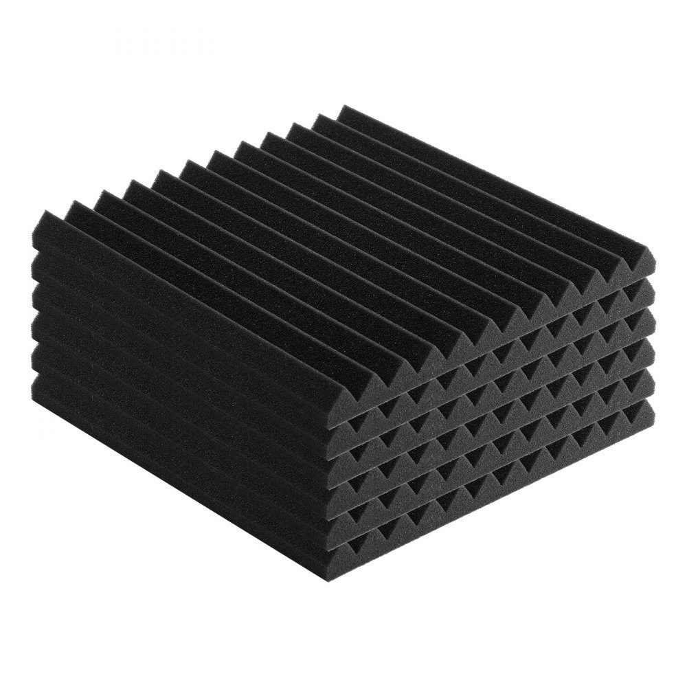 Akustikschaum-Akustikplatten, 52er-Set, 30 x 30 x 2,5 cm, hochdichte schalldichte Wandpaneele, Akustikplatten, Akustikschaummatten für Studiowände und -decken, schwarz