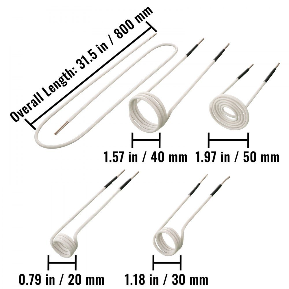 Induction Heating Coil Set 8pcs Heat Resistant Induction Heating Tool with flexibility and long service life for removing rusty screws and nuts
