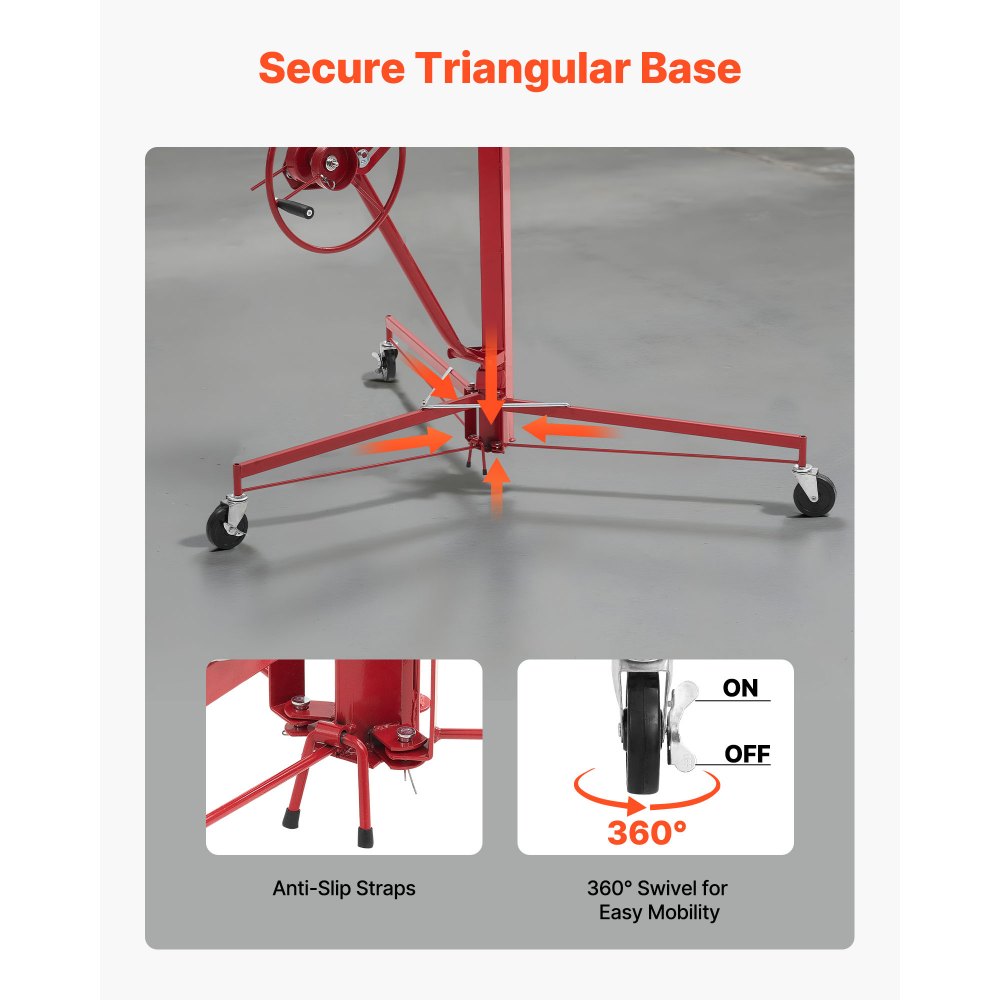 Plattenheber bis max. 68 kg, 3353 mm Höhe, Gipskartonheber mit verstellbarem Teleskoparm, Gipskarton, Trockenbauheber, Plattenheber, Hebezeug, Werkzeug, für Decken- und Wandmontage (rot) Plattenheber bis max. 68 kg, 3353 mm Höhe, Gipskartonheber mit verstellbarem Teleskoparm, Gipskarton, Trockenbauheber, Plattenheber, Hebezeug, Werkzeug, für Decken- und Wandmontage (rot)