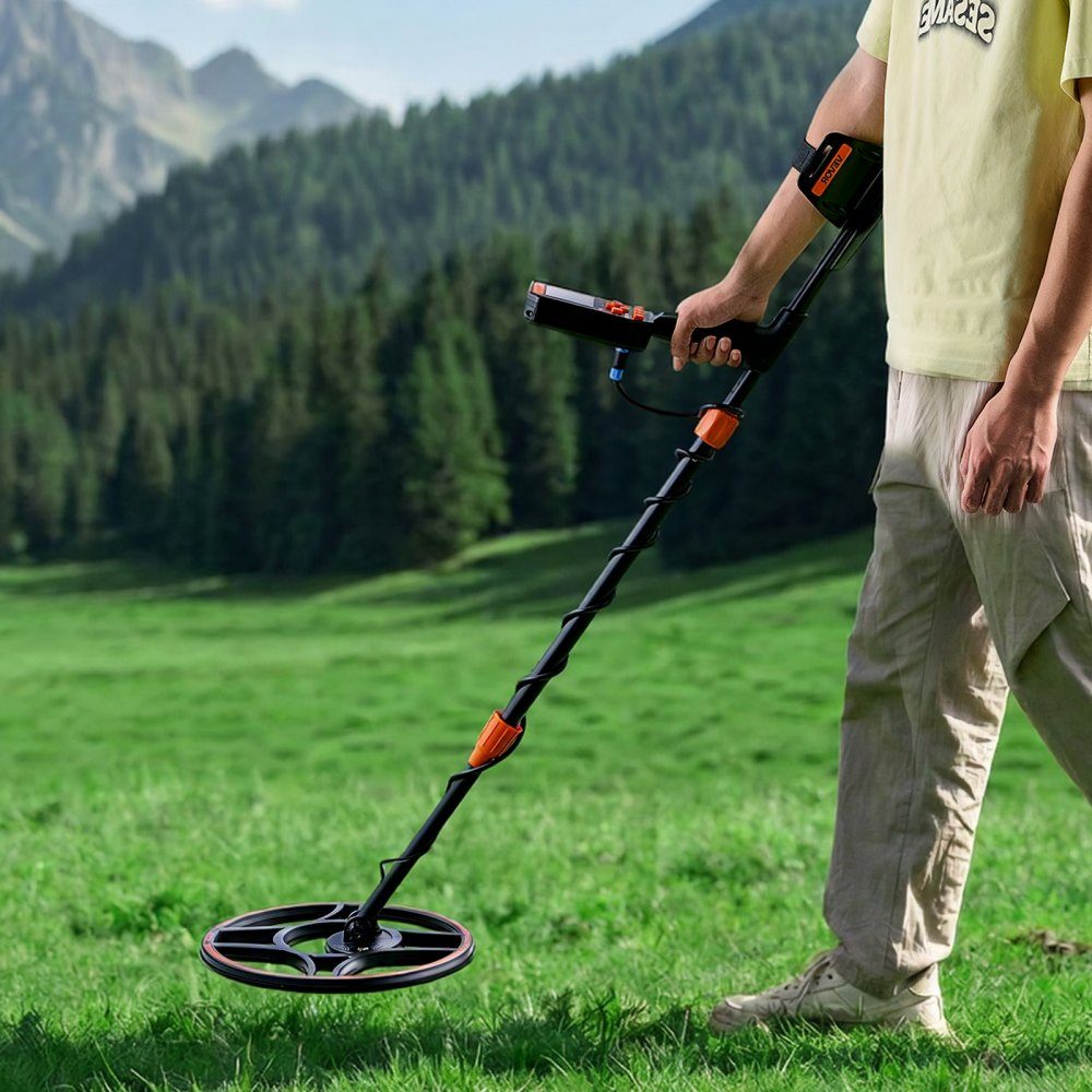 Adult Metal Detector 304.8mm Professional Metal Detector with 7 Modes IP68 Waterproof High Precision Gold Detector with Display Wireless Headphones Adjustable Length for Gold Hunting