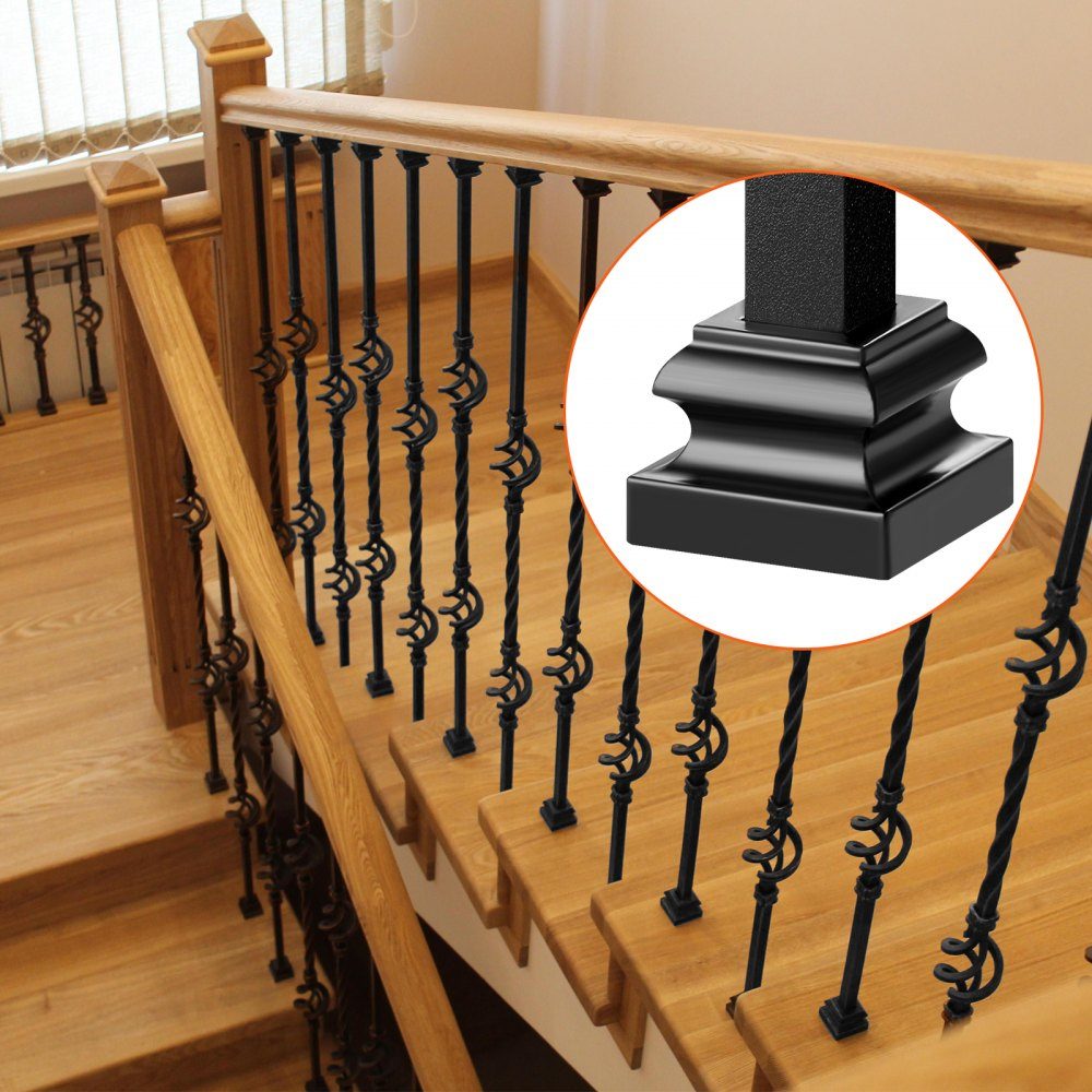 Set of 50 post supports, aluminum post shoe, post screw-on sleeve, screw-on sleeve, support foot. Suitable for stair railings, single turns, double turns, double baskets 34.5 x 34.5 x 26.5 mm