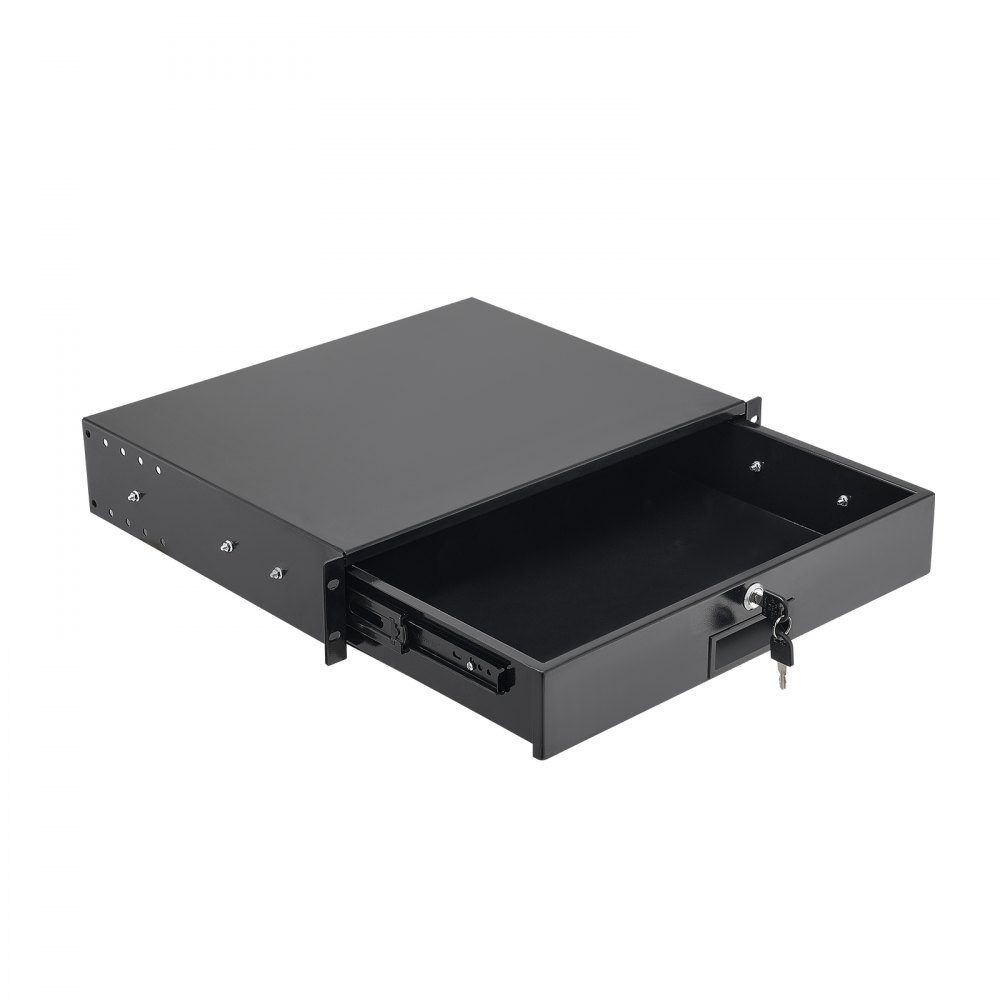 2U-Rack-Schublade, 50 Pfund, abschließbares Serverschrankgehäuse, Schiebeschublade mit Schloss und Kabelführungslöchern für 482 mm Netzwerkgeräte, Server, AV-Rack oder Schrankgehäuse