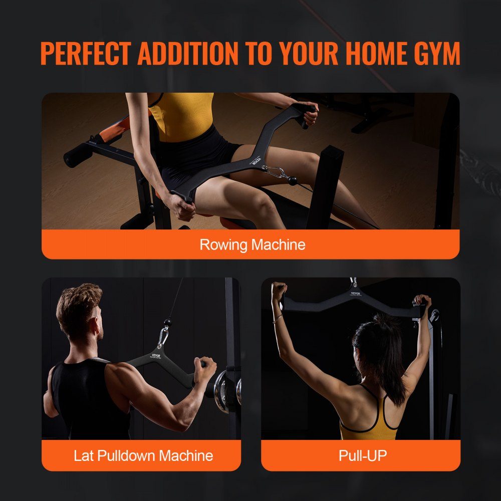 Lat Pulldown Attachment, Rowing V Bar Attachment for Cable Machine, Tricep Pull Bar, Rubberized Handle for Back Strength Training, Bicep Curl Tricep Lat Pull Bar 550kg Load Capacity