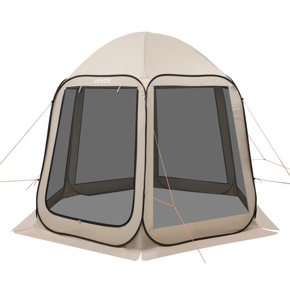Pop-up tent 3304,8 x 280,4 cm, kampeertent voor 4-8 personen, partytent inclusief draagtas, zijwanden van gaas en haringen, voor tuin, terras en buitenactiviteiten, beige