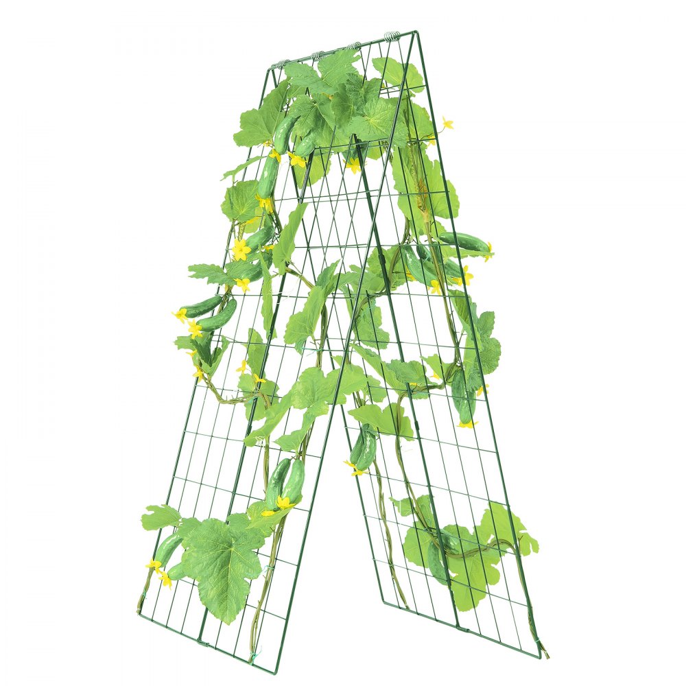 Kletterpflanzen-Spalier, 117 x 84 cm, faltbares Rankgitter-Set mit Pflanzenklammern, Metall-Kletterhilfe für Hochbeete, Unterstützung für das Pflanzenwachstum im Freien für Tomaten, Kürbisse, Gemüse