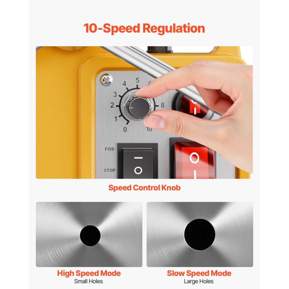 Perceuse magnétique 1400 W φ50 mm, 12800 N, perceuse magnétique électrique portable avec 6 carottiers, perceuse 650 tr/min pour l'industrie des surfaces métalliques, bricolage, jaune