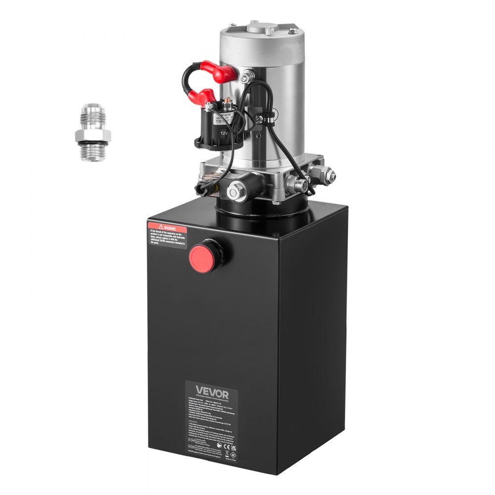 10 Qt Hydraulikeinheit, einfachwirkende Kippanhängerpumpe, maximaler Öffnungsdruck 22 MPa und Durchflussrate 3,4 l/min, 12 V DC-Hydraulikpumpe mit Metallbehälter für Kippanhänger schwarz