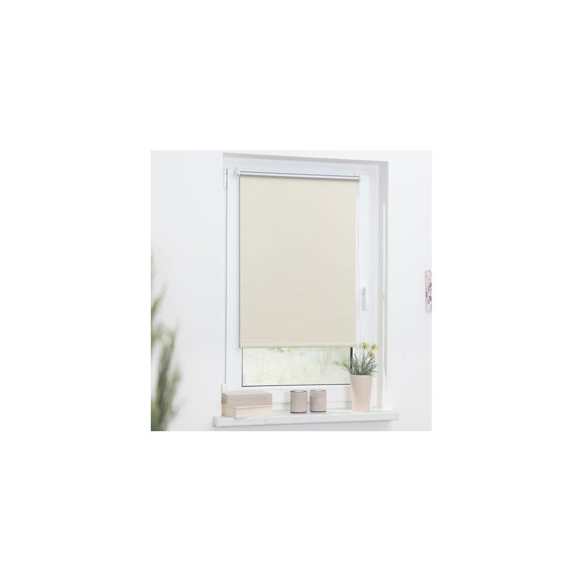 Lichtblick 2x set of thermal roller blinds, Klemmfix, blackout, 60 x 150 cm, cream