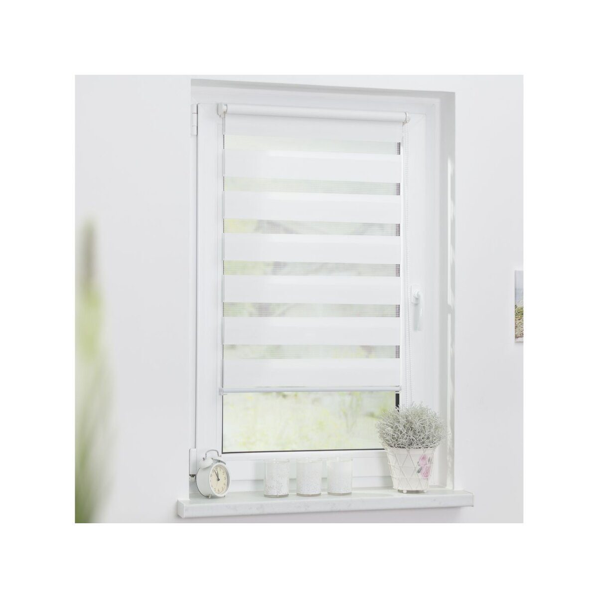 Lichtblick Klemmfix Duo-Rollo, Sonnen- und Sichtschutz, Lichtregulierung, ohne Bohren, weiß, 95 cm, 150 cm