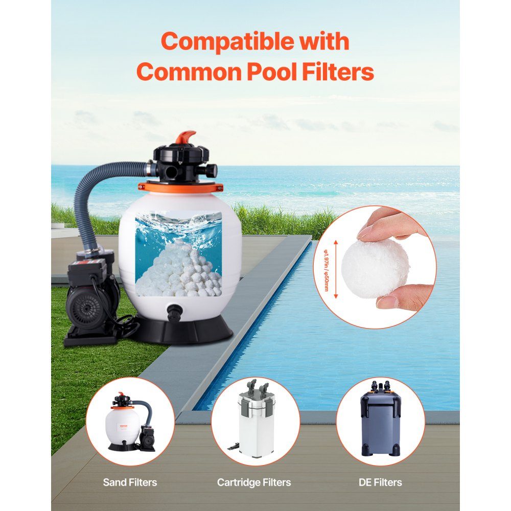 Sand Filter Filter Balls 3lb Filter Balls Replace Pool Filter Sand Reusable Polyester Fiber Filter Media Balls with Toiletry Bag for Swimming Pools Above Ground Pools Aquariums