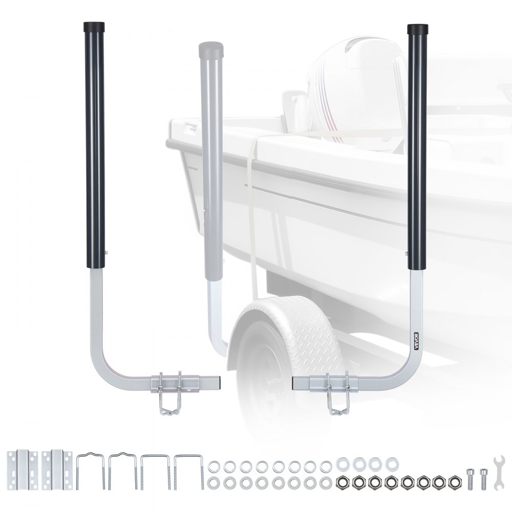 Boottrailergeleiders 1016 mm / 1219 mm hoogte, 0-13 cm verstelbare breedte, trailergeleider van hoogwaardig staal met PVC-buizen, geschikt voor skiboten, vissersboten, kleine zeilboten