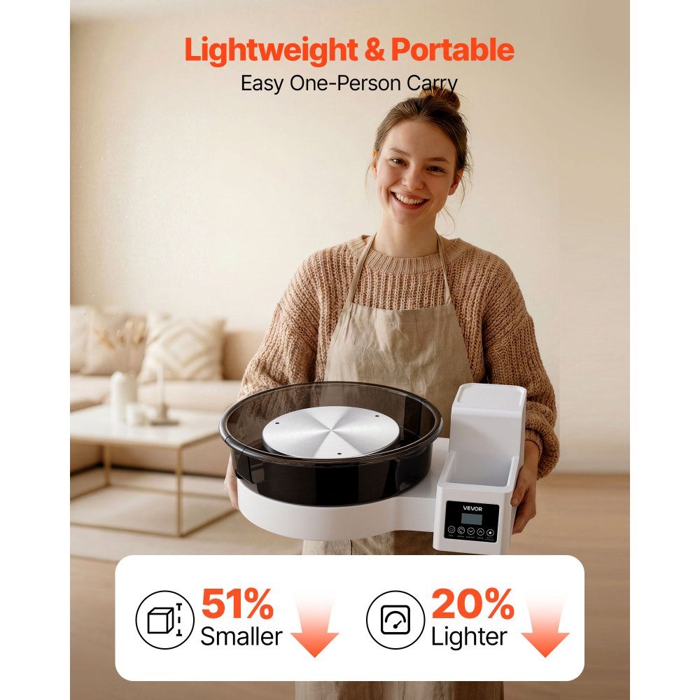 Elektryczne koło garncarskie 450 W, tokarka do ceramiki 28/36 cm Gramofon, koło ceramiczne z pedałem i regulacją prędkości 30-300 obr./min i zdejmowaną umywalką, dla początkujących DIY Clay Art, biały