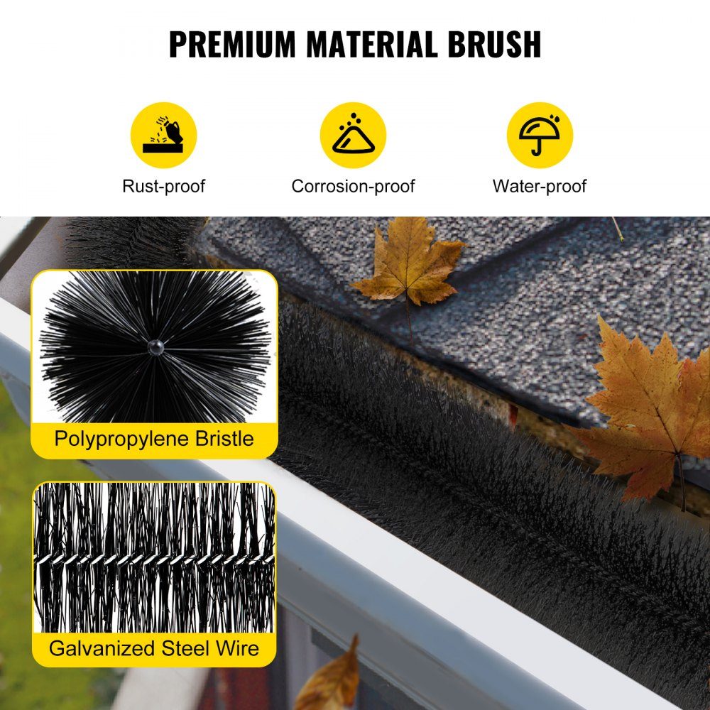 Gutter Guard Brush with 38" Long Bristles, 11cm (Diameter), Gutter Brush, Leaf Guard, Fits 5" Diameter Gutters, Gutter Brush Made of Galvanized Steel Wire