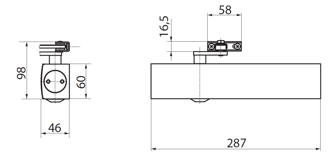 GEZE TS 4000 Türschließer mit Arm, Silber 102789 102421