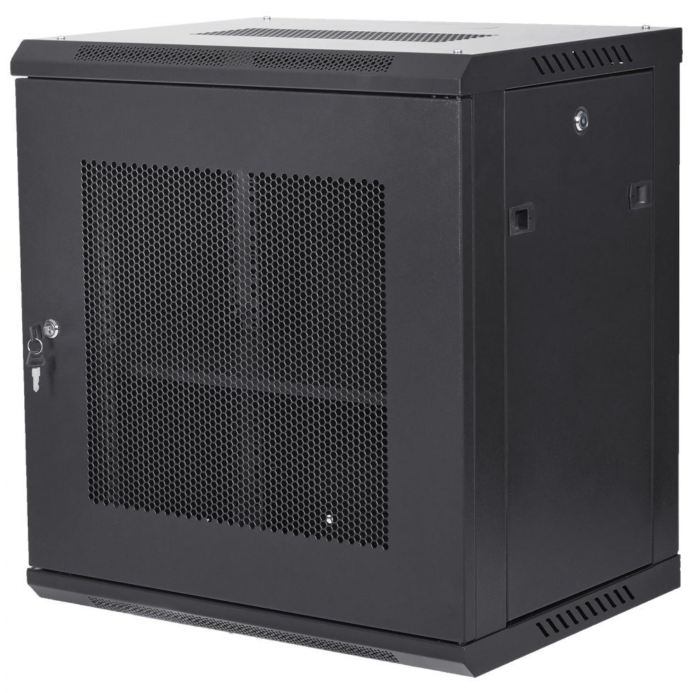 12U Wall Mount Network Server Cabinet 39.4cm/15.5" Deep Server Rack Cabinet Enclosure Max 90kg/200lbs. Floor-mounted loading capacity, with lockable door side panels, for IT equipment, A/V equipment