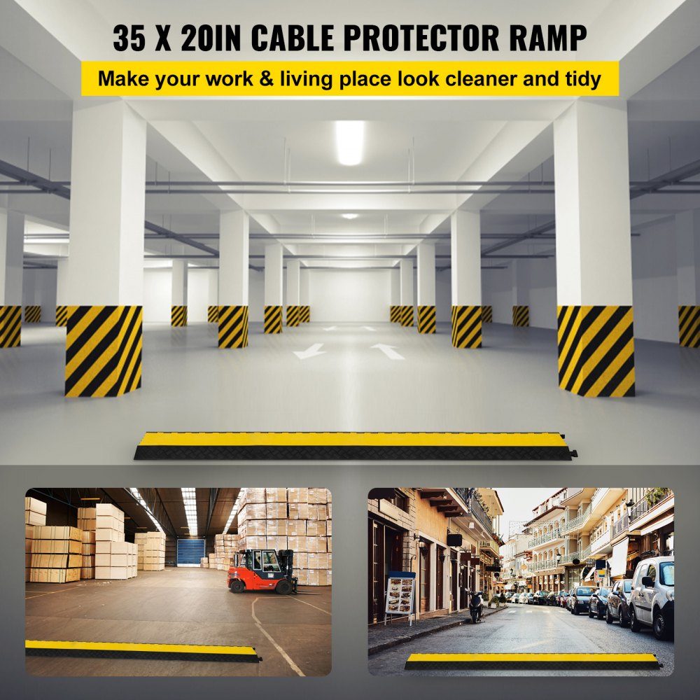 Cable bridge 88.9x50.8x5 cm 5-channel cable protection mat made of commercially available thermoplastic rubber with modular structure High safety for parking lots, warehouses, schools, sidewalks