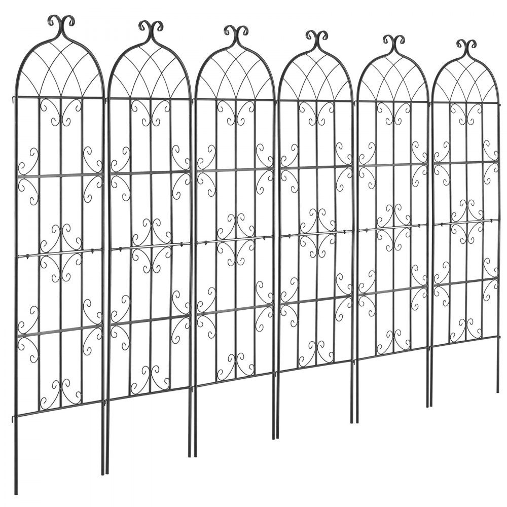 Treillis pour plantes grimpantes, 51x180 cm, lot de 6 treillis en métal antirouille pour fleurs de jardin, aide à l'escalade, treillis pour roses, support de concombre, treillis de clématites décoratif pour cours et pelouses