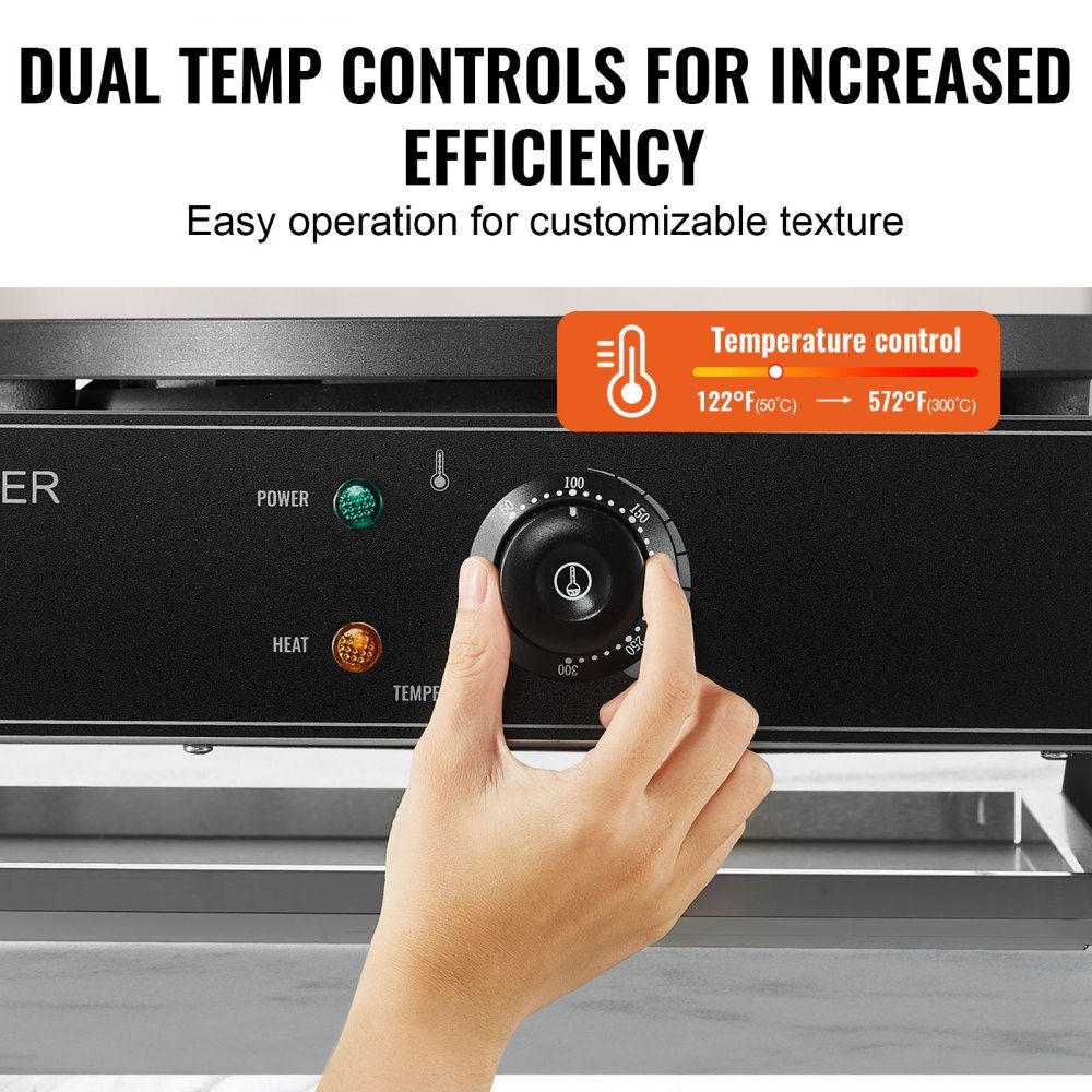 Electric Crepe Maker, Double Head Crepe Machine, 6000W Flat Crepe Grill Plate, Stainless Steel Pancake Oven, Cereal Pancake Oven, Temperature Control (No Plug)