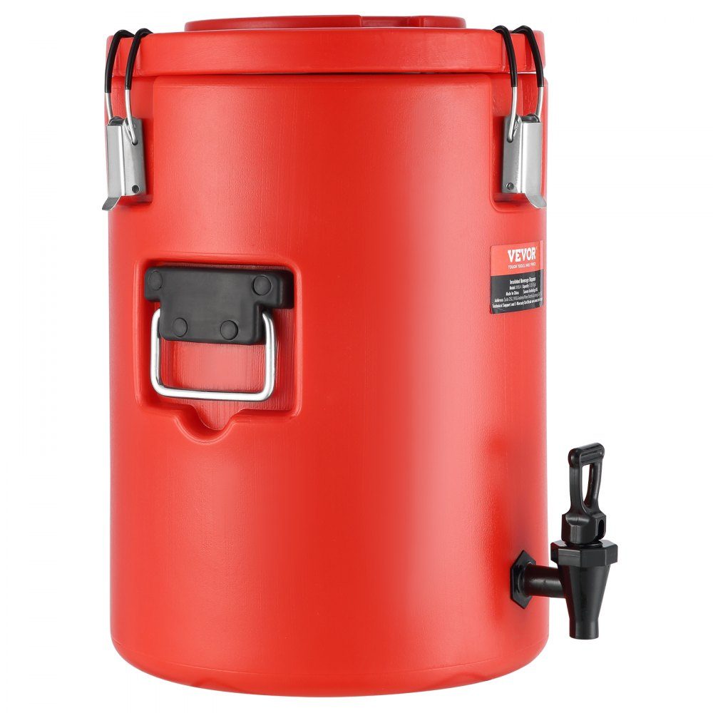Heiß- und Kaltgetränkespender, Getränkespender, 6 l, Edelstahl, Heiß- und Kaltwasserbrunnen, großer Getränkespender mit Zapfhahn für Kaffee, kalte Milch, Wasser, Saft usw., runde Isolierkanne
