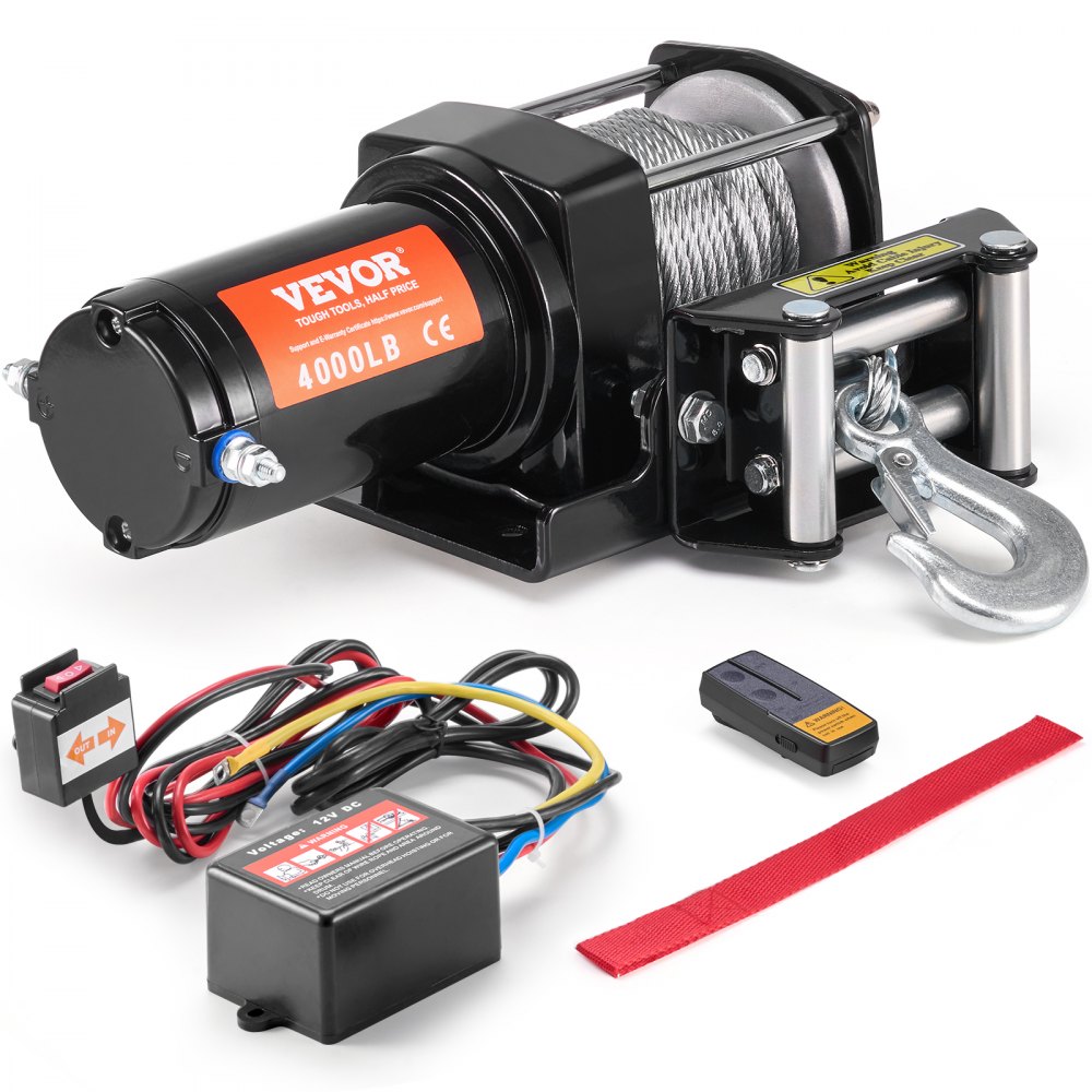 Wciągarka elektryczna, udźwig krążka 4000 funtów, wciągarka 12 V DC ATV/UTV z 7-żyłową stalową prowadnicą krążka linowego Φ3/16" x 39 stóp, bezprzewodowy i przewodowy pilot zdalnego sterowania, wodoodporność IP55 do holowania UTV ATV Wciągarka elektryczna, udźwig krążka 4000 funtów, wciągarka 12 V DC ATV/UTV z 7-żyłową stalową prowadnicą krążka linowego Φ3/16" x 39 stóp, bezprzewodowy i przewodowy pilot zdalnego sterowania, wodoodporność IP55 do holowania UTV ATV