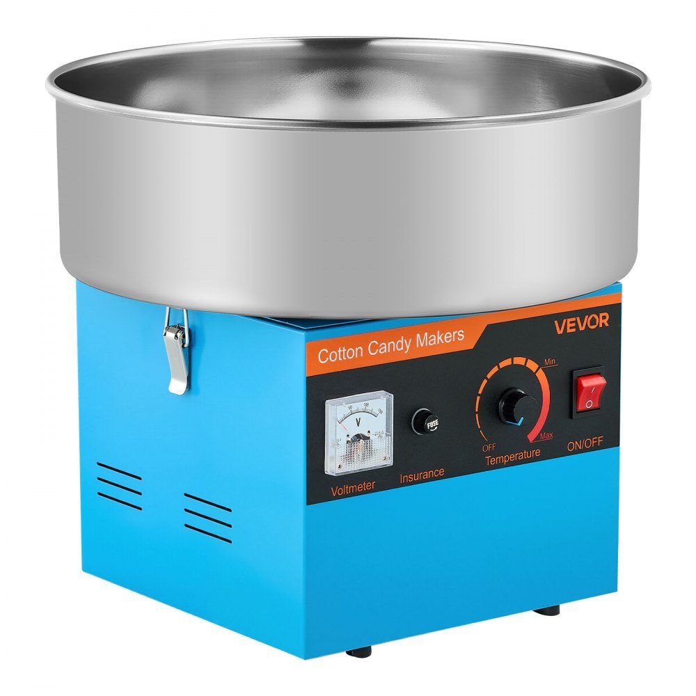 Cotton Candy Machine, 1000W Electric Cotton Candy Machine with 38cm Stainless Steel Bowl and Candy Spoon, Makes Cotton Candy for Home Birthdays, Family Reunions, Blue, 3500RPM