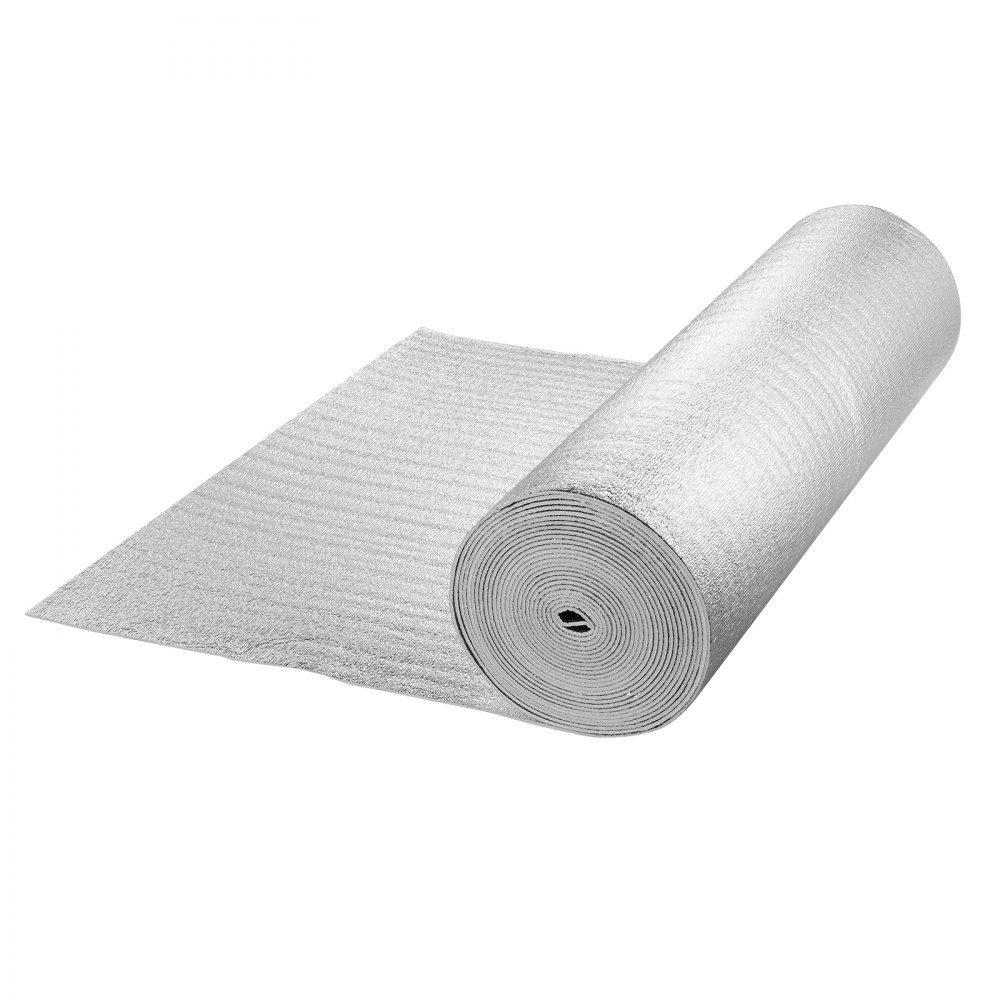 Double Reflective Insulation Roll, Radiant Barrier with Foam Core, 5.5mm, 48" x 50ft, Double Sided Heat Reflective Sign Made of Aluminum Foil and EPE Foam, Thermal Insulation Roll for Windows and RV Roofs