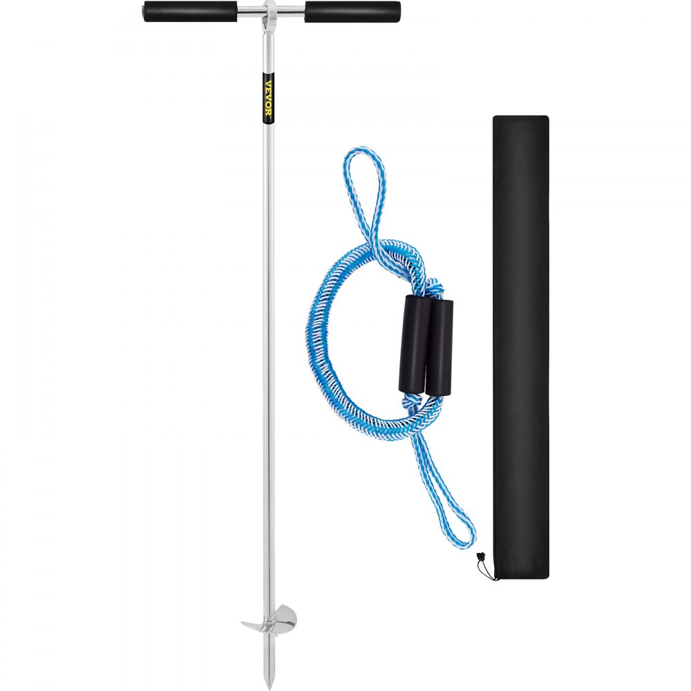 Ancre à Sable pour Plage et Barre de Sable, Ancre à Vis en Acier Inoxydable 316 de 90 cm avec Poignée Amovible, Ligne élastique et Sac de Transport, pour Jet Ski PWC Ponton Kayak Ancre à Sable pour Plage et Barre de Sable, Ancre à Vis en Acier Inoxydable 316 de 90 cm avec Poignée Amovible, Ligne élastique et Sac de Transport, pour Jet Ski PWC Ponton Kayak