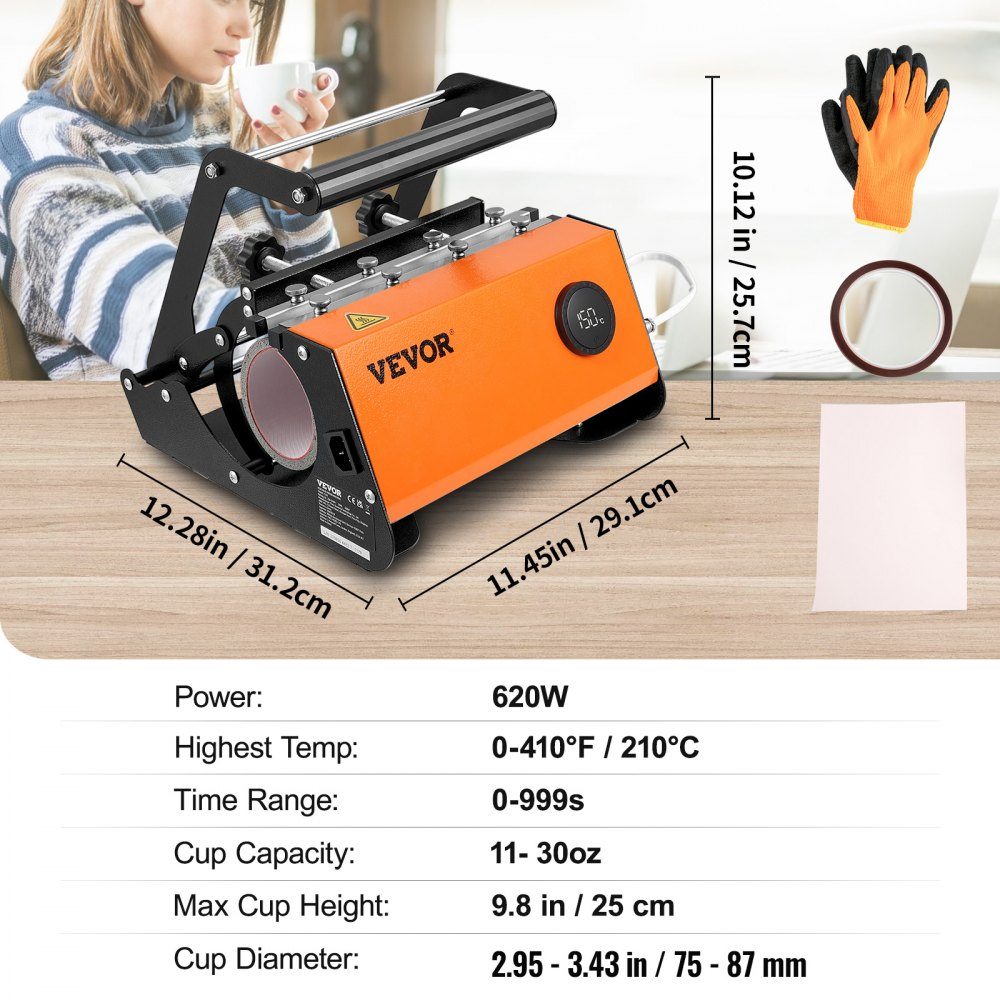 Mug Sublimation Press 600W Mug Printing Sublimation Press 0.33-0.89L Mug Heat Press Mug Press DIY Ceramic/Stainless Steel/