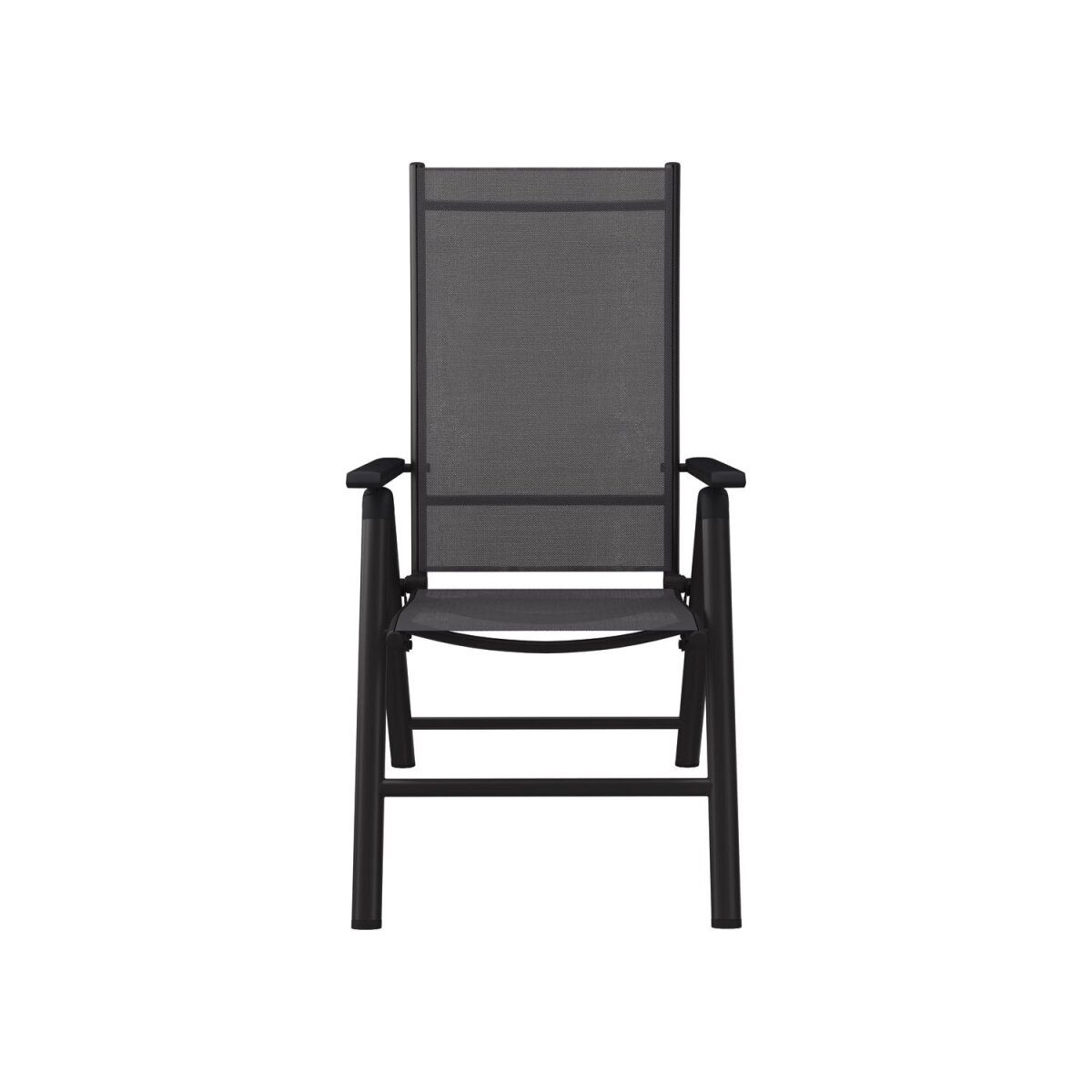 7-fach Aluminium Hochlehner Gartenstuhl 2er Set Schwarz/Anthrazit
