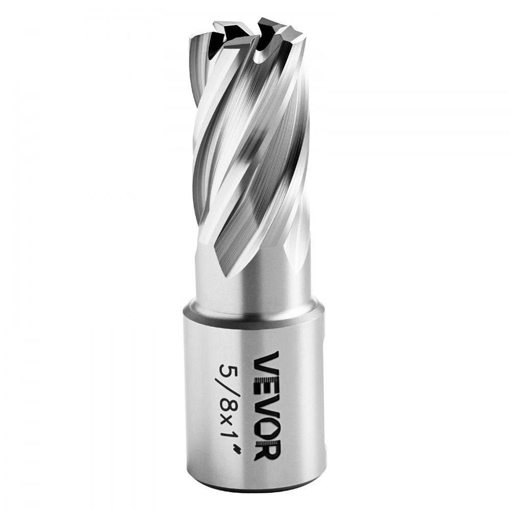HSS core drill Weldon shaft 5 pieces. Magnetic drill 15.9 mm cutting diameter, 3 drill bits with 2 centering pins, 25.4 mm cutting depth, 3 plastic boxes, for magnetic drills, steel, aluminum