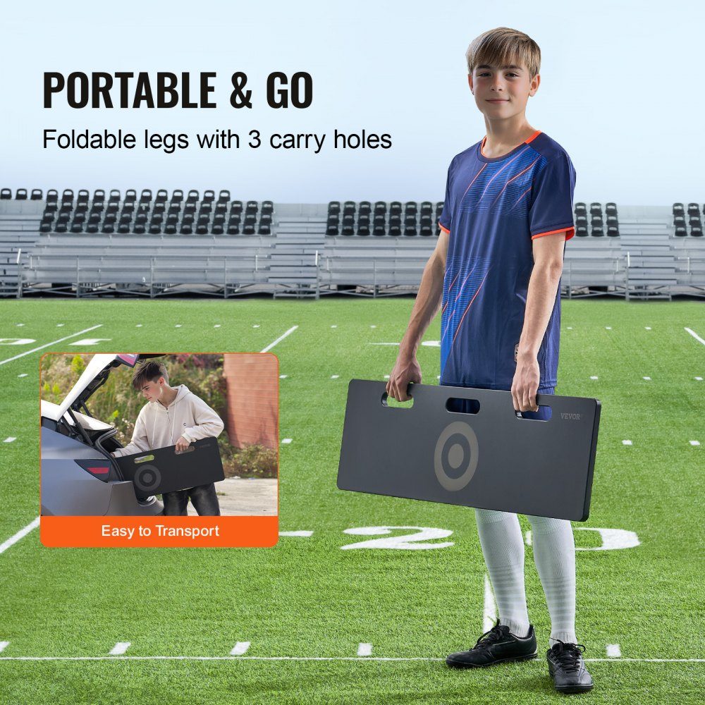 Voetbal Rebound Board, Draagbaar Bounce Board 100x30cm, HDPE Rebounder Apparatuur met 2 Rebound Hoeken, Trainingsbord Rebounder Kicker voor Voetbaltraining, Passing en Schietoefeningen