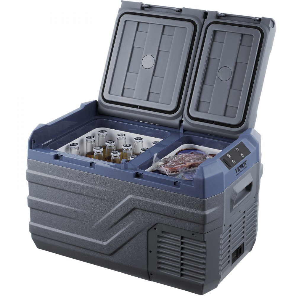 Car Refrigerator, 12V Car Fridge, Portable 25L Dual Zone Freezer, Adjustable Range from -4℉ to 68℉, 12/24V DC und 100-240V AC Compressor Cooler for Outdoor, Camping, RV